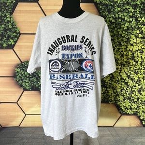 Mens Vintage Majestic Colorado Rockies Inaugural Series ‘Expos vs Rockies’ 1993